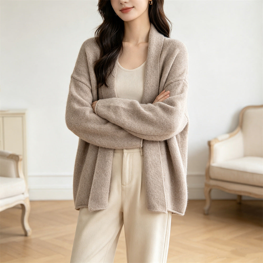 Loose buttonless solid color sweater