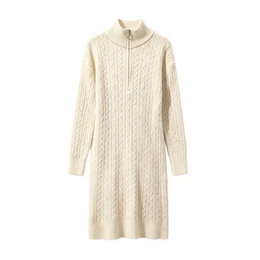 Half zip long sleeved dress