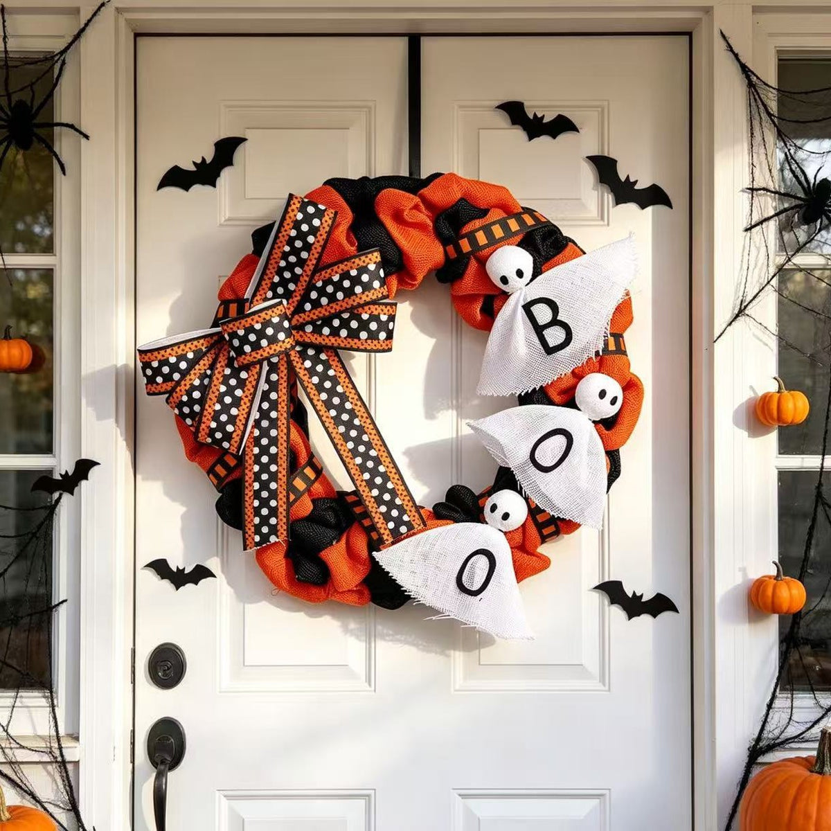 Halloween Hanging Decoration Fabric Letter Patchwork Ghost Face Pumpkin Wreath Craft Creative Home Decor Scene Ornament