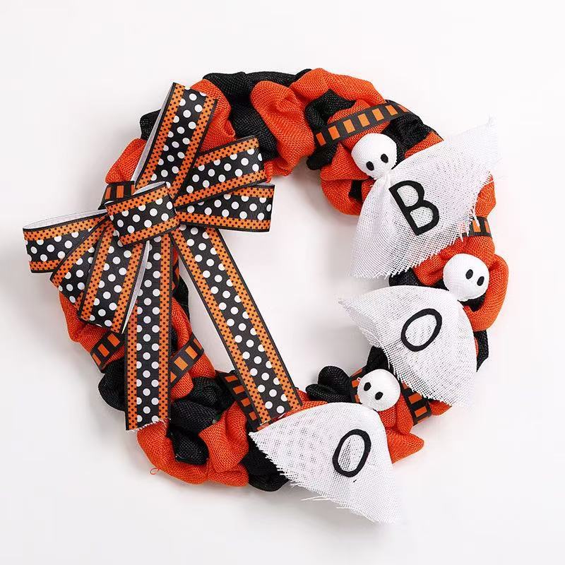Halloween Hanging Decoration Fabric Letter Patchwork Ghost Face Pumpkin Wreath Craft Creative Home Decor Scene Ornament