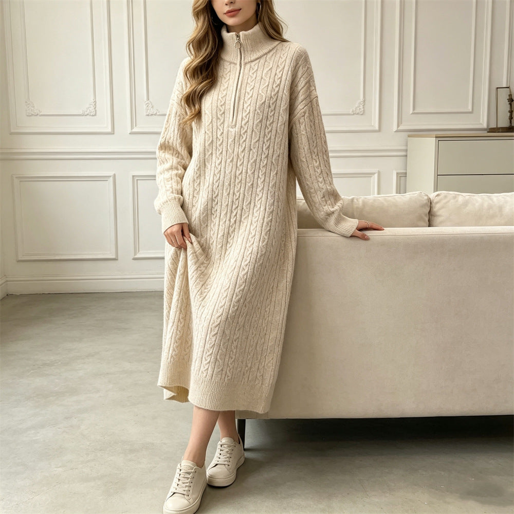 Half zip long sleeved dress