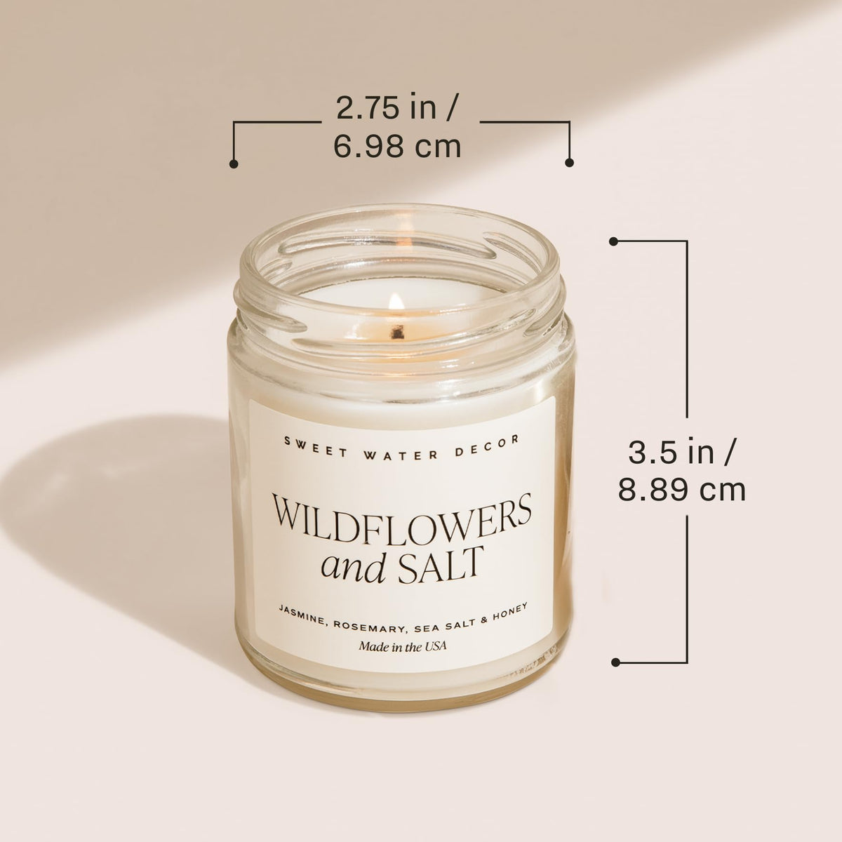 Sweet Water Decor Salt and Sea Patterned Candle – Soy Candles with Sea Salt, Citrus, Musk, Amber Aroma– 40 Hour Burn – 9oz Clear Glass Jar – Ocean Summer Candles for Home Decor