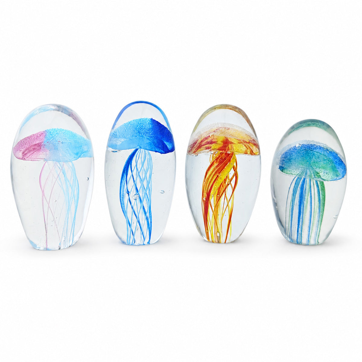 Handmade Glass Glow-in-the-Dark Jellyfish Ornament, Glass Paperweight, Ocean-Style Desk Decoration, Wholesale