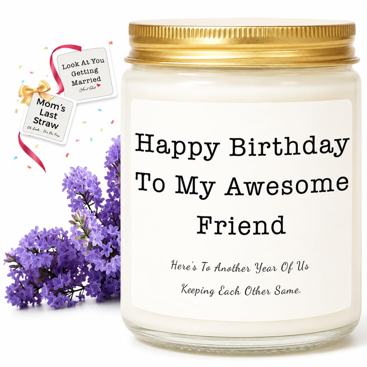 Gifts for Women, Birthday Gifts for Women, Unique Friendship Gift for Womens, Best Friend, Her, Sister, Bestie, Girlfriend, Mom, Funny Scented Candle with Replaceable Stickers