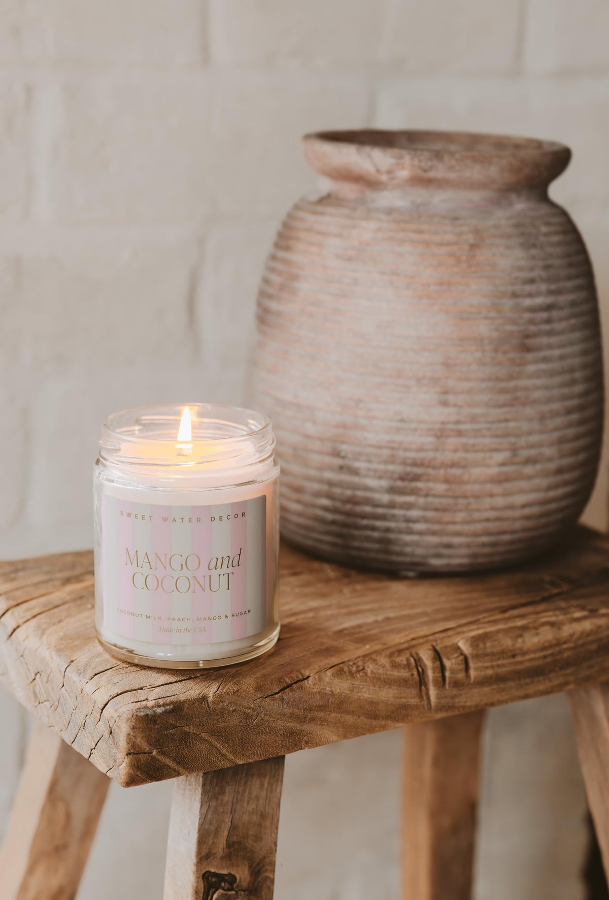 Sweet Water Decor Salt and Sea Patterned Candle – Soy Candles with Sea Salt, Citrus, Musk, Amber Aroma– 40 Hour Burn – 9oz Clear Glass Jar – Ocean Summer Candles for Home Decor