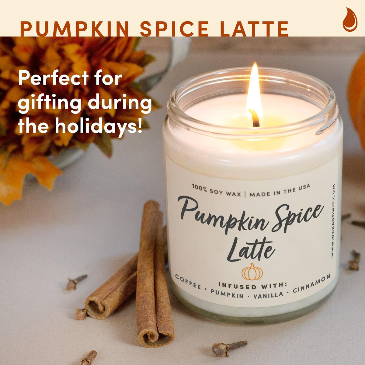 Wax & Wit Pumpkin Spice Fall Candles for Home, 9 oz Scented Soy Jar