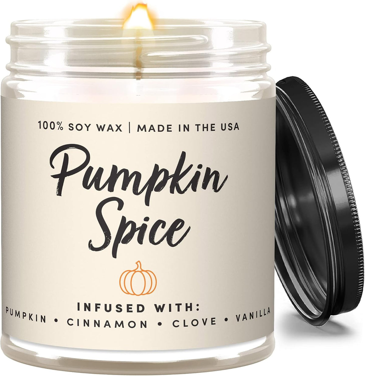 Wax & Wit Pumpkin Spice Fall Candles for Home, 9 oz Scented Soy Jar