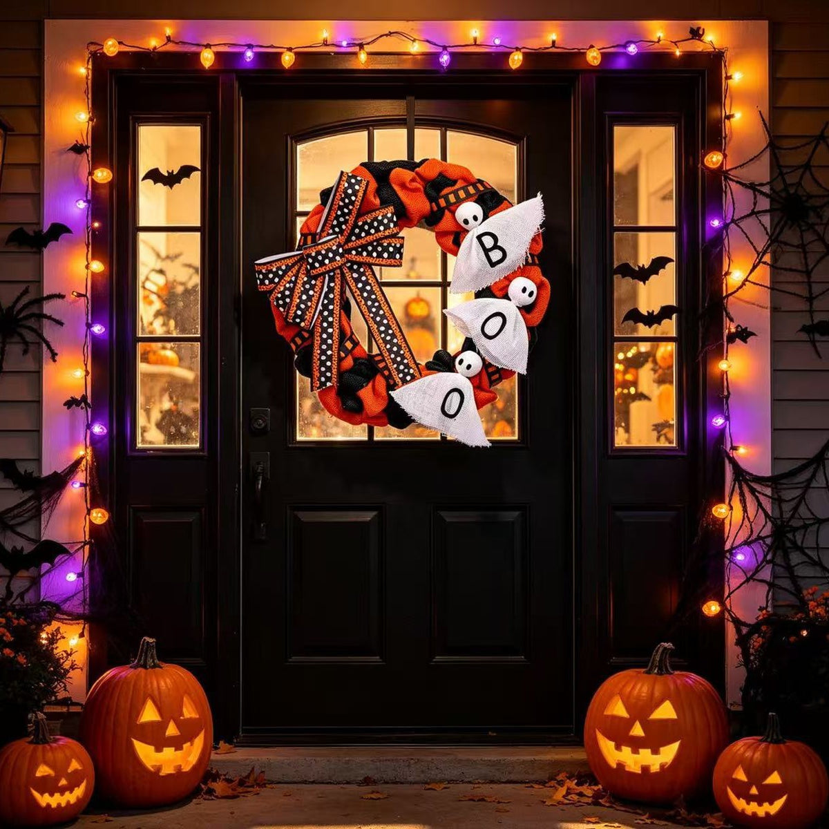 Halloween Hanging Decoration Fabric Letter Patchwork Ghost Face Pumpkin Wreath Craft Creative Home Decor Scene Ornament