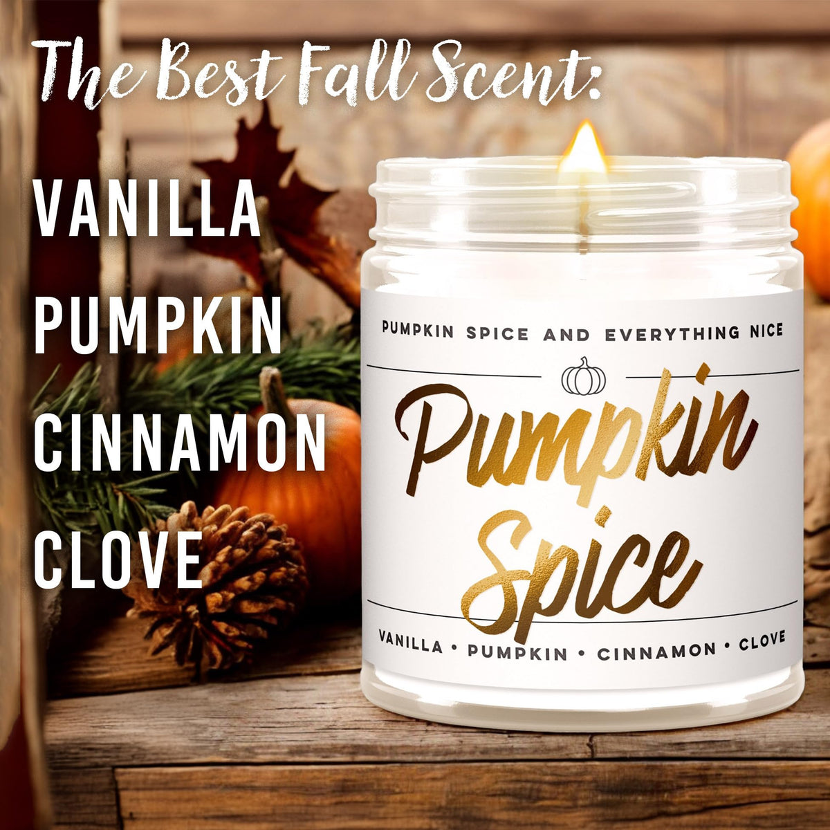 Wax & Wit Pumpkin Spice Fall Candles for Home, 9 oz Scented Soy Jar