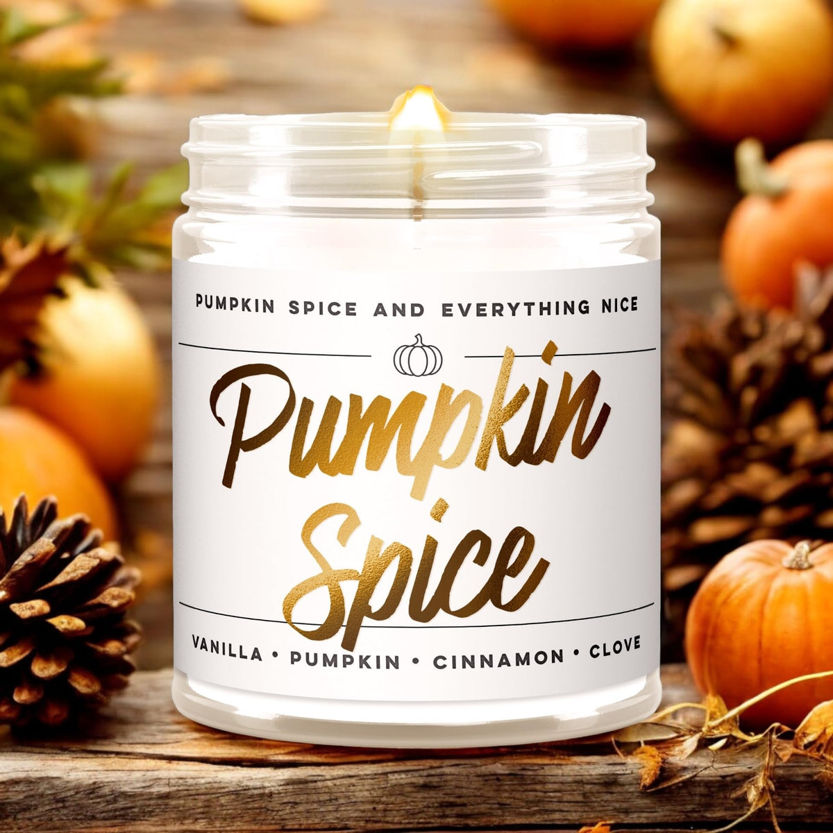 Wax & Wit Pumpkin Spice Fall Candles for Home, 9 oz Scented Soy Jar