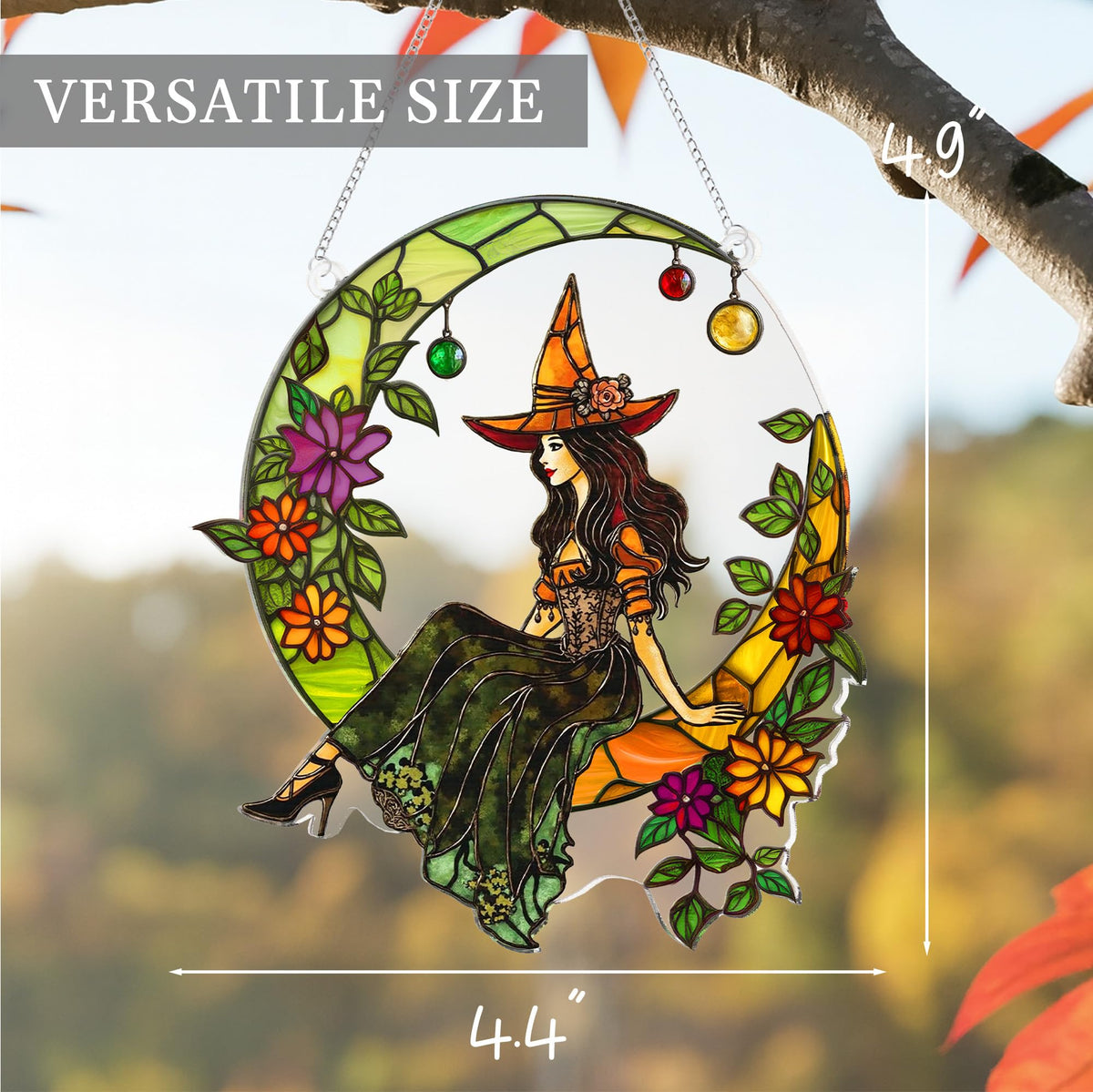 Halloween Stained Glass Ghost Plant Ornament, Suncatcher Decor