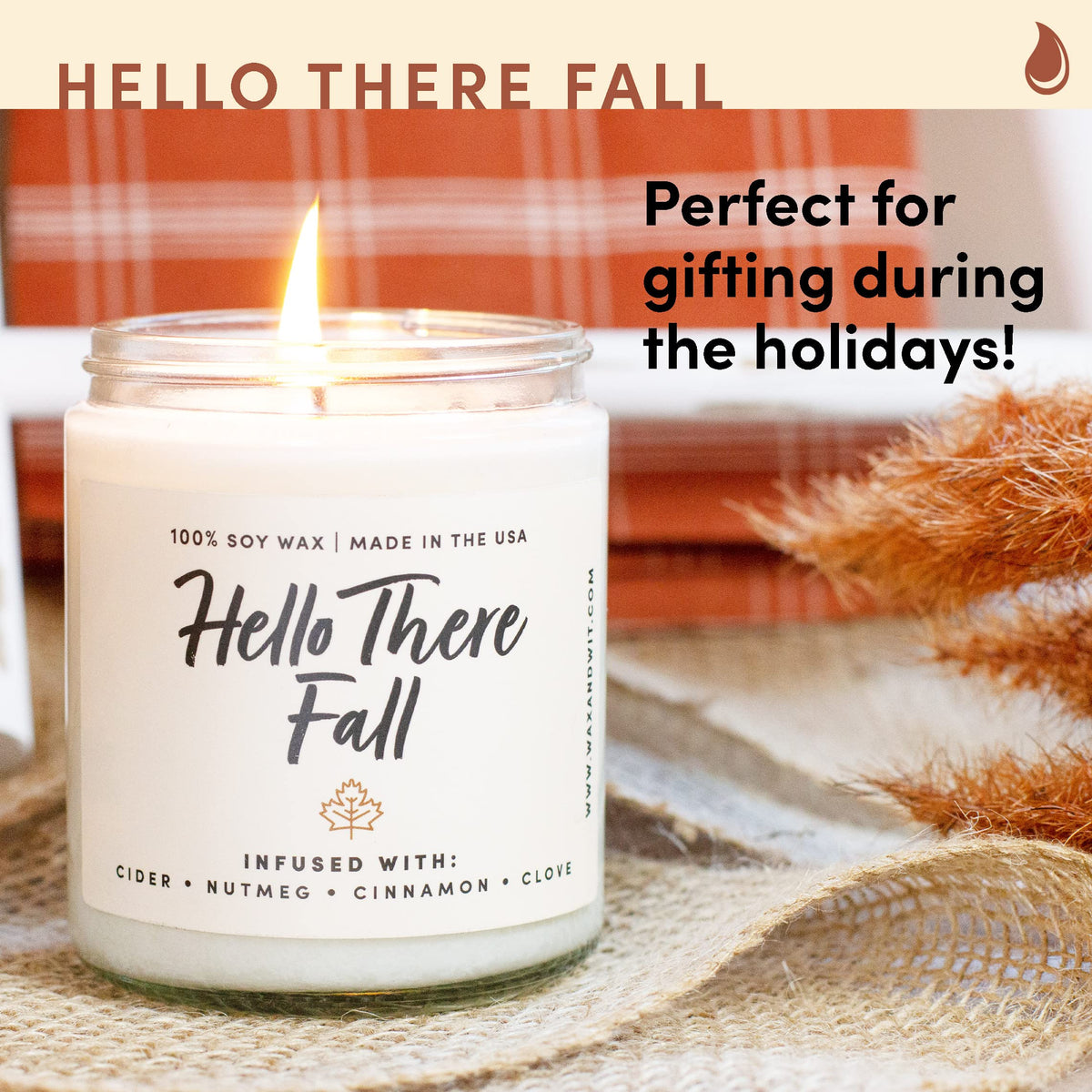 Wax & Wit Pumpkin Spice Fall Candles for Home, 9 oz Scented Soy Jar