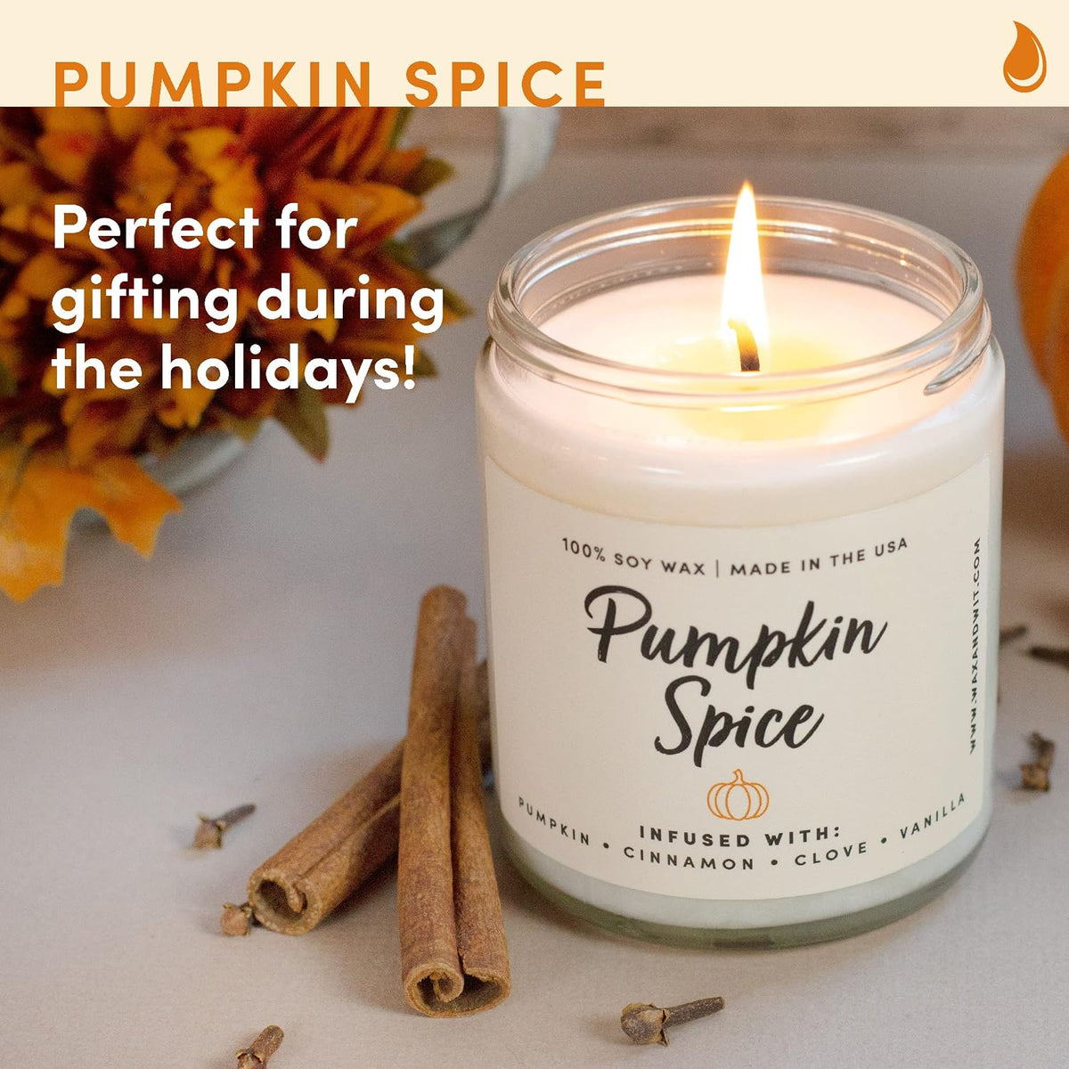 Wax & Wit Pumpkin Spice Fall Candles for Home, 9 oz Scented Soy Jar