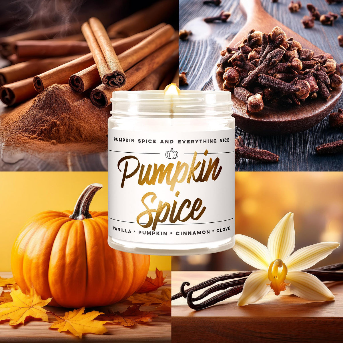 Wax & Wit Pumpkin Spice Fall Candles for Home, 9 oz Scented Soy Jar