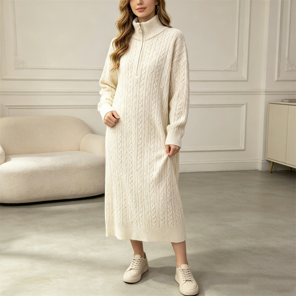 Half zip long sleeved dress