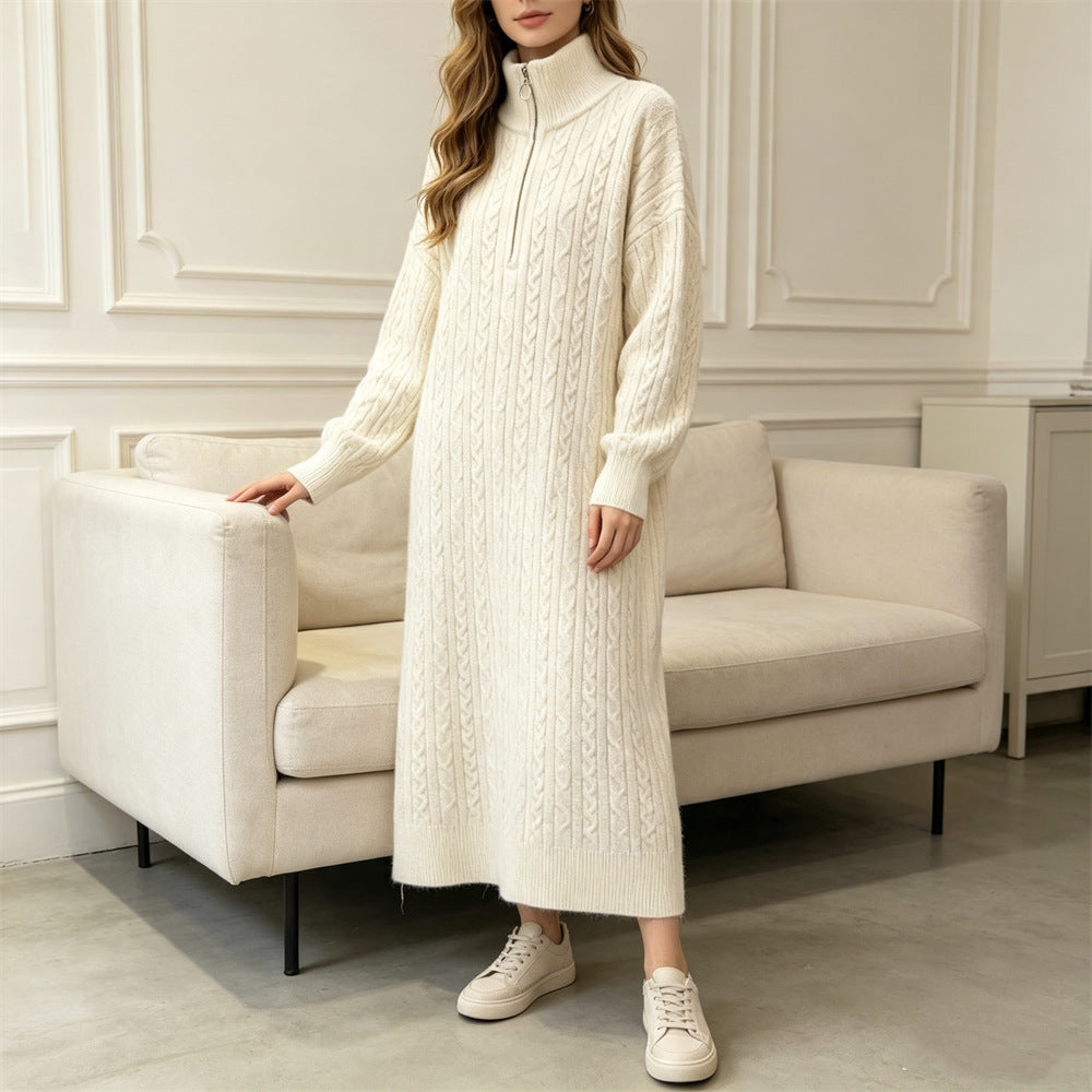 Half zip long sleeved dress