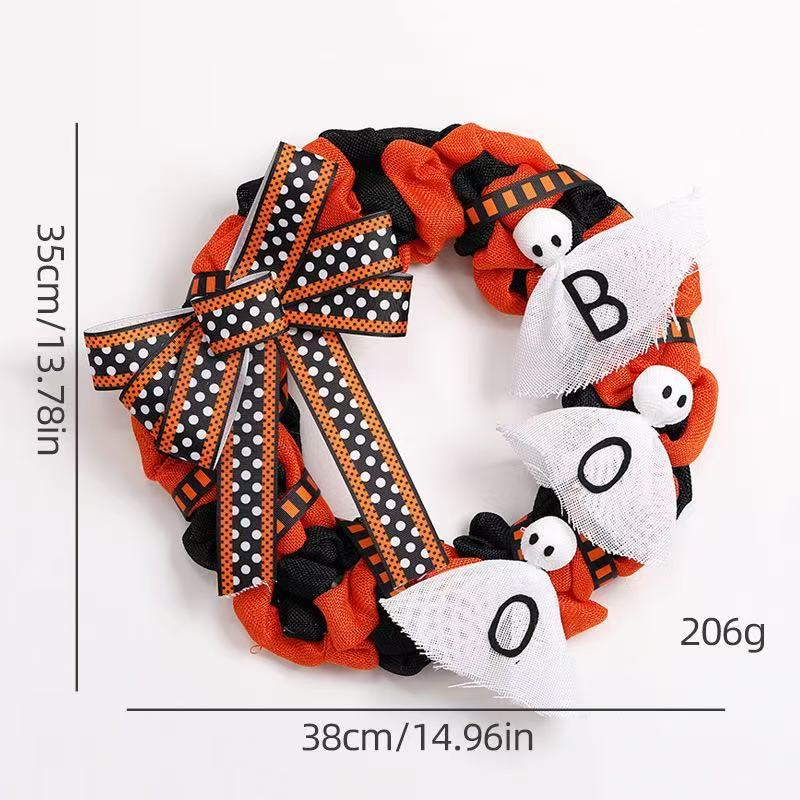 Halloween Hanging Decoration Fabric Letter Patchwork Ghost Face Pumpkin Wreath Craft Creative Home Decor Scene Ornament