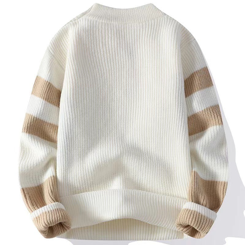 Men's Relaxed Fit Color Block Long Sleeve Knit Sweater