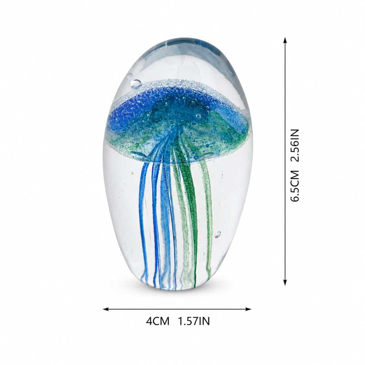 Handmade Glass Glow-in-the-Dark Jellyfish Ornament, Glass Paperweight, Ocean-Style Desk Decoration, Wholesale