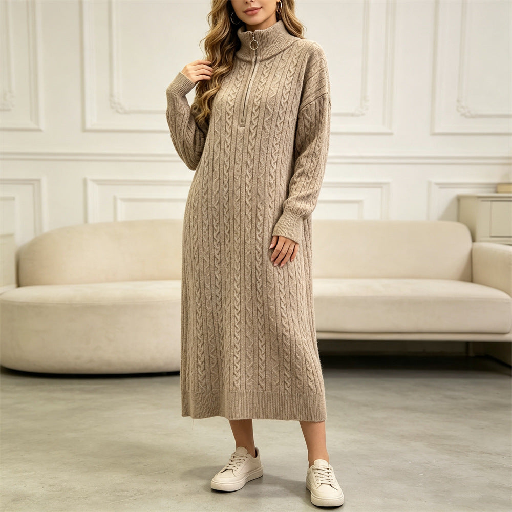 Half zip long sleeved dress